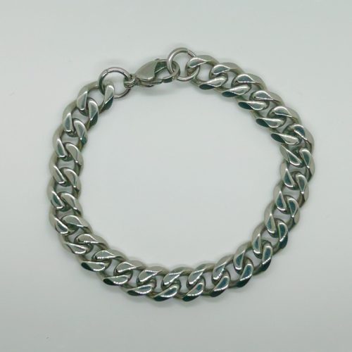 Nemesacél Ezüst Színű Miami Férfi Karkötő 18CM / 9MM