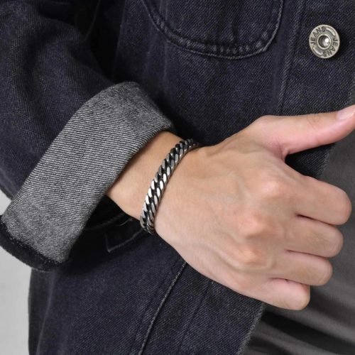 Nemesacél Ezüst Színű Miami Férfi Karkötő 21CM / 8.5MM