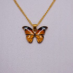    Női Arany Színű Narancssárga Pillangós Nyaklánc 40+5CM / 1MM