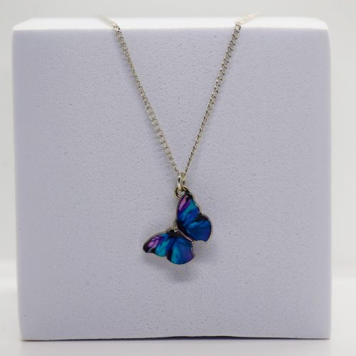 Női Ezüst Színű Világoskék Pillangós Nyaklánc 60CM / 10MM