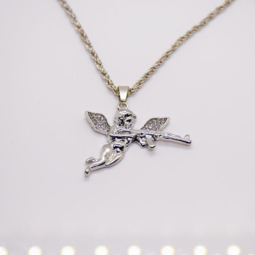 Uniszex Ezüst  Színű Angyalos Nyaklánc 60CM / 3MM