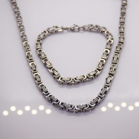   Nemesacél Férfi Ezüst Színű Királyláncos Ékszerszett 