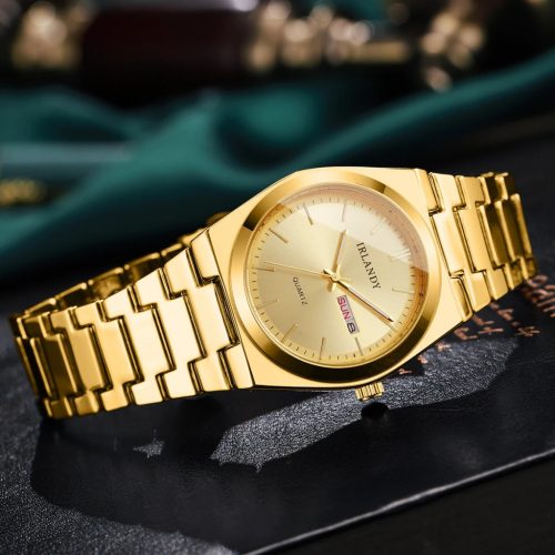 Irlandy Férfi arany színű arany számlapos kvarc karóra