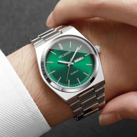 Irlandy Férfi ezüst színű zöld számlapos kvarc karóra